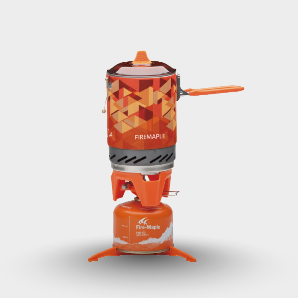 Orange camping stove with geometric pattern on a white background#color_orange