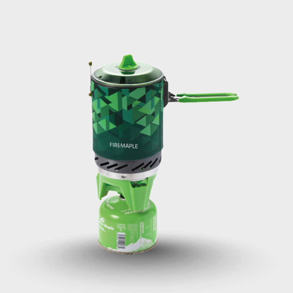 Green camping stove with geometric pattern on a white background#color_green