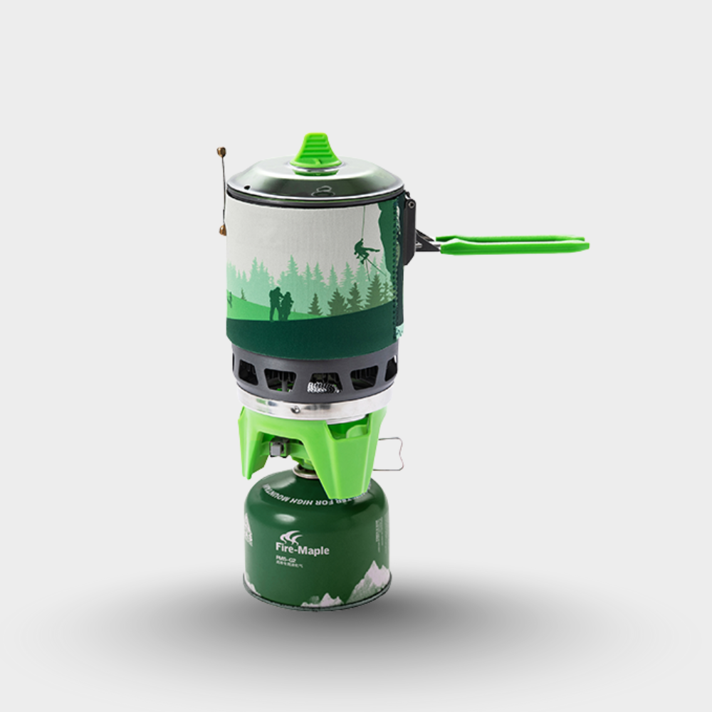 Green camping stove with forest design on a white background#color_green