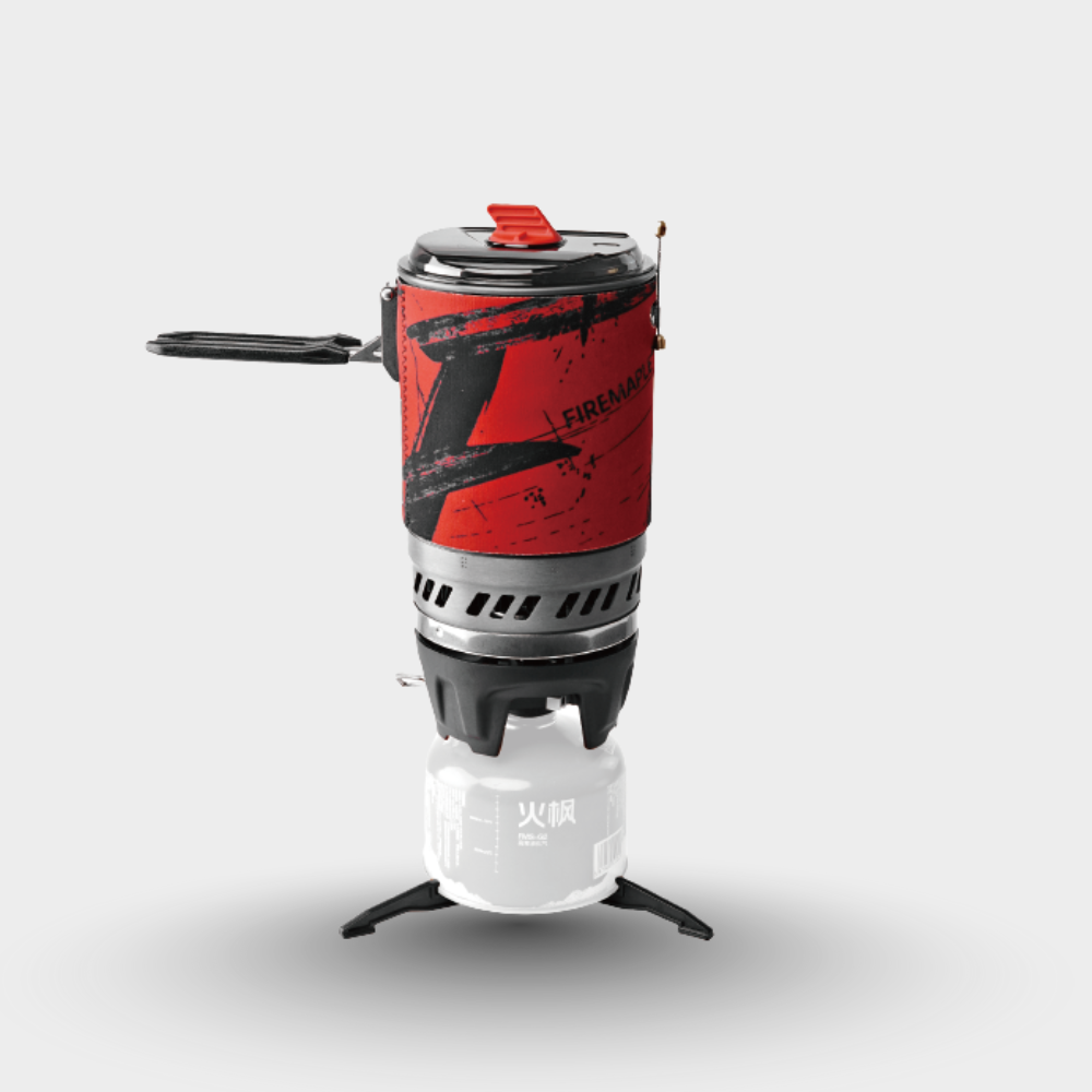 Portable stove with red and black design on a white background #color_red