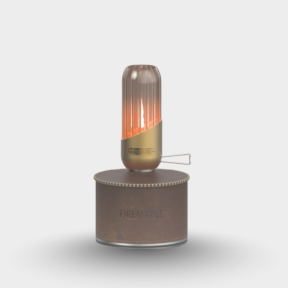 Portable lamp with 'Firemaple' branding on a light gray background#color_Stripe_Lantern