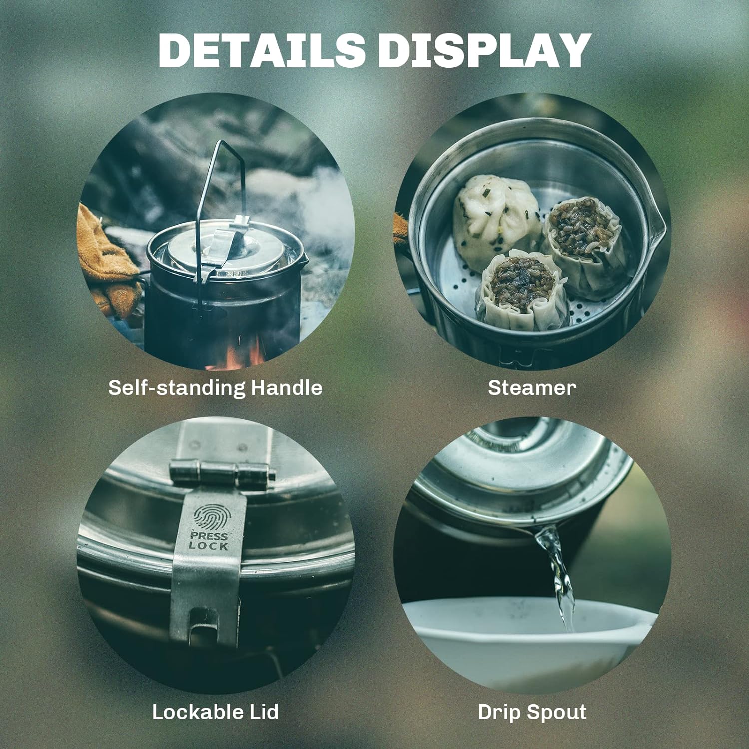 Antarcti 1.2L Stainless Steel Billy Pot - Fire Maple